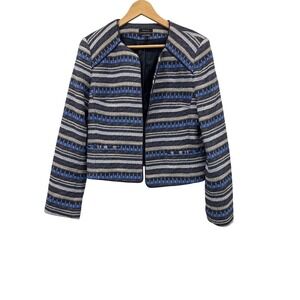 RW&CO Blue Striped Open Front Textured Jacket Blazer‎ Size 14 Career Office